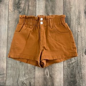 Rusty orange denim shorts